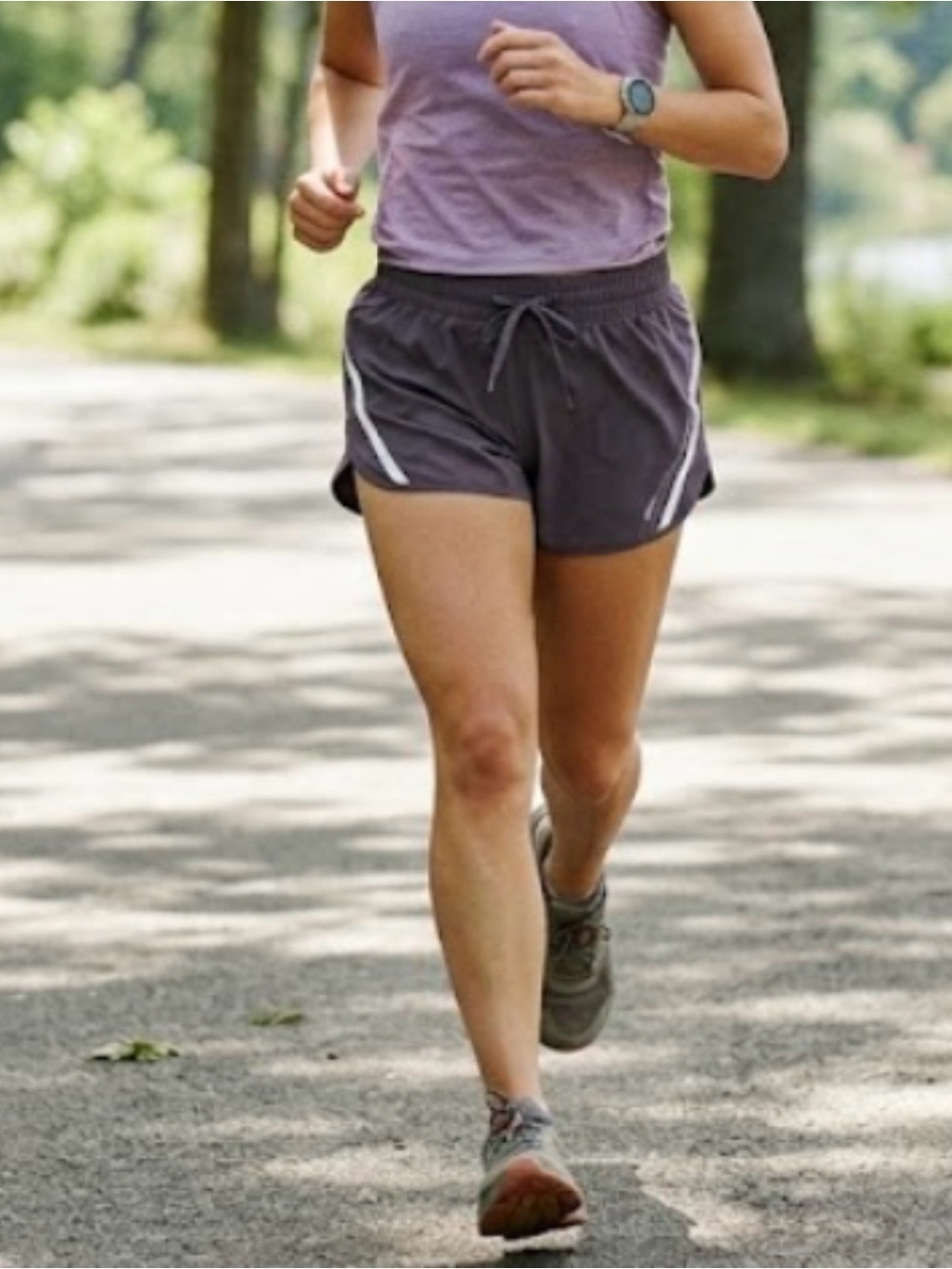 Mono B Womens Medium Purple Running Shorts High Rise Adjustable Waist, NEW